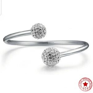 Swarovski Elements 925 Sterling Silver Open Disco Ball Cuff Bracelet NEW